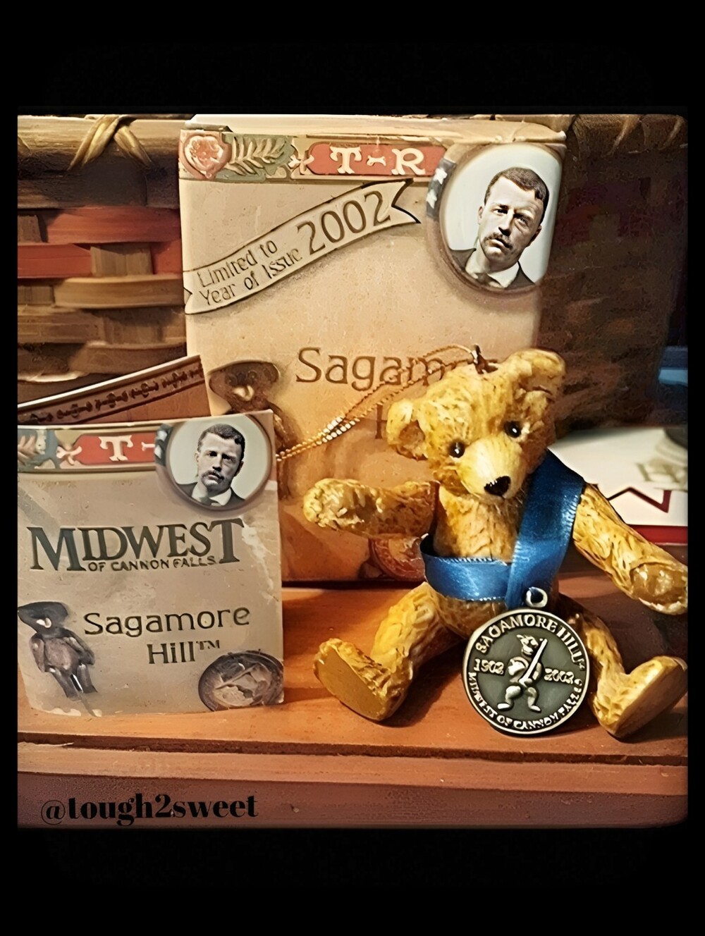 VINTAGE RETRO "2002" ADJUSTABLE COMMEMORATIVE TEDDY ROOSEVELT TEDDY BEAR